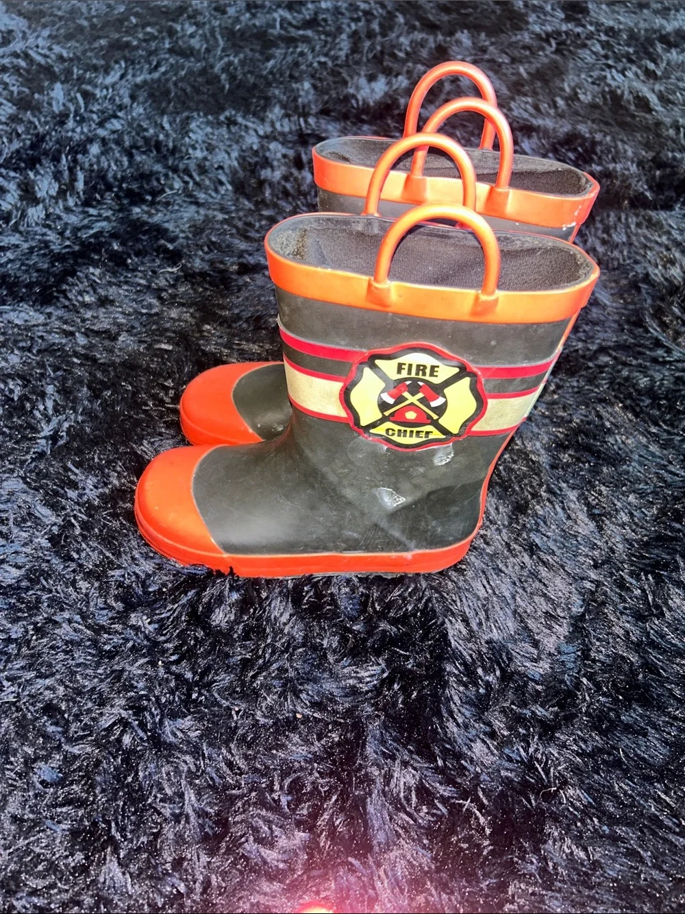 Kids Fire Chief Rain Boots - Red and Black